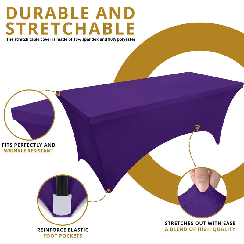 Utopia Kitchen Spandex Tablecloth 2 Pack [6FT, Purple] Tight, Fitted, Washable and Wrinkle Resistant Stretch Table Cloth Rectangle Cover for Trade Show, Weddings & Parties [72Lx30Wx30H Inch] - Image 5